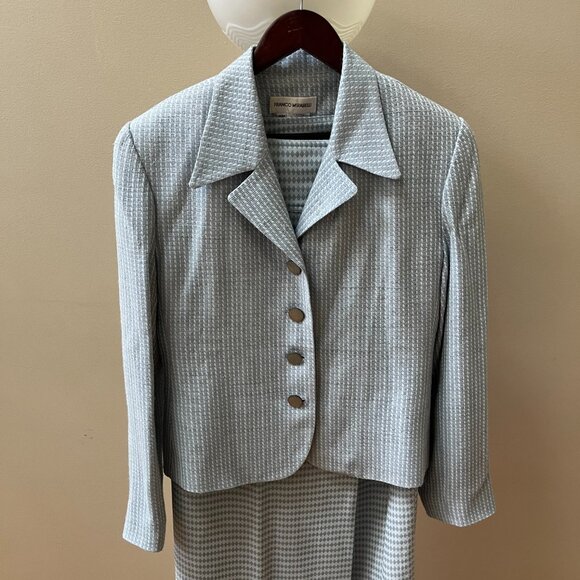 Designer FRANCO MIRABELLI 12 Blue 2 piece All-lined Jacket Skirt SUIT - Picture 13 of 13
